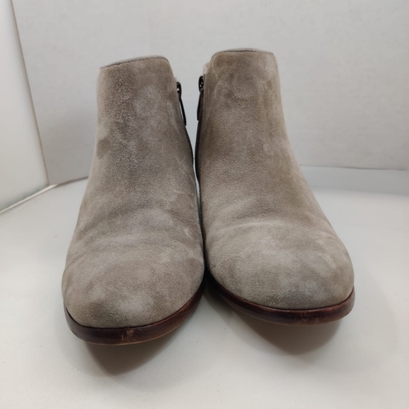 SAM EDELMAN Petty Chelsea Ankle Booties Suede Tan Women 7.5M Low Heel Almond Toe - Picture 3 of 16